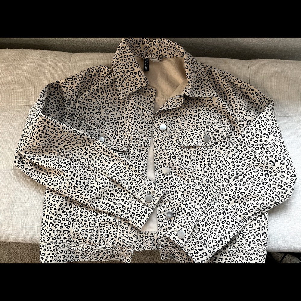 H&M Leopard Jean Jacket, Size M, Worn Once